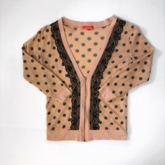 Spoiled Polka Dot and Floral Lace Trim Cardigan - Picture 6 of 7
